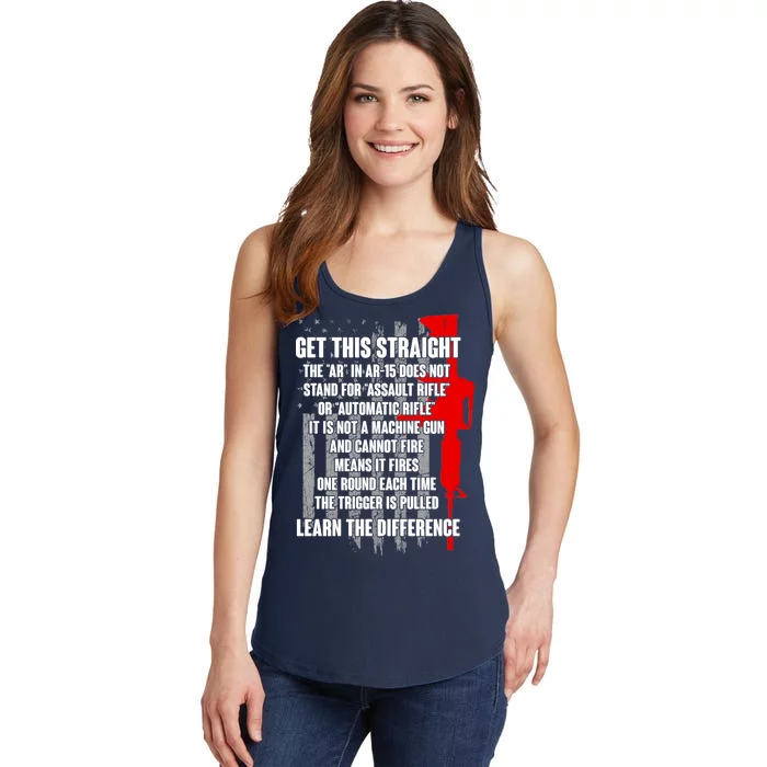 Get This Straight AR-15 US Flag Ladies Essential Tank