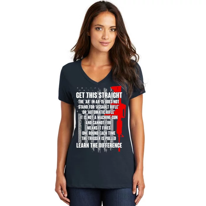 Get This Straight AR-15 US Flag Women's V-Neck T-Shirt