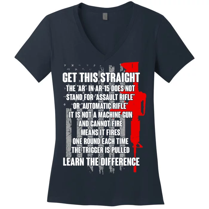 Get This Straight AR-15 US Flag Women's V-Neck T-Shirt