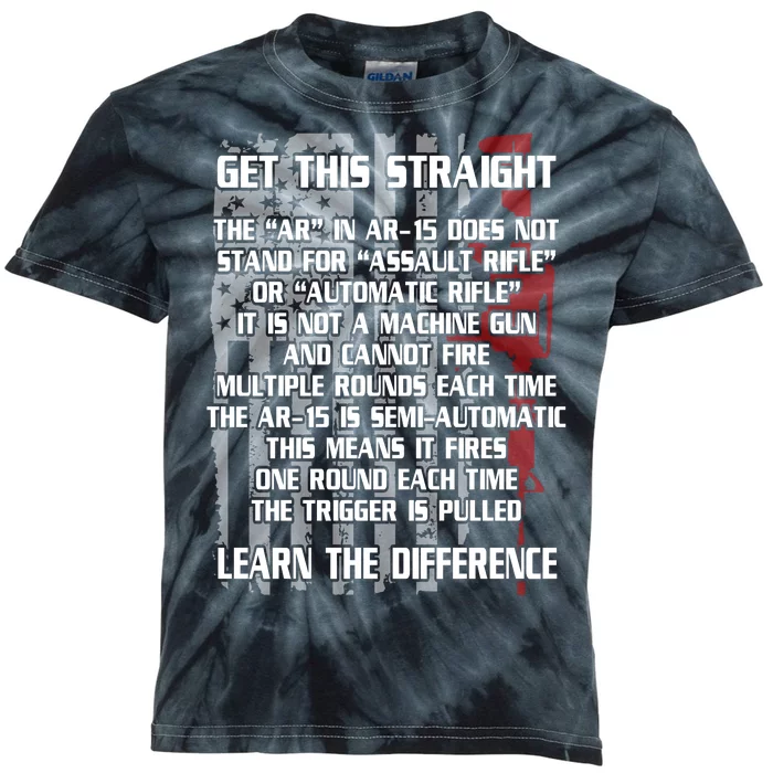 Get This Straight Learn the Difference AR-15 Kids Tie-Dye T-Shirt