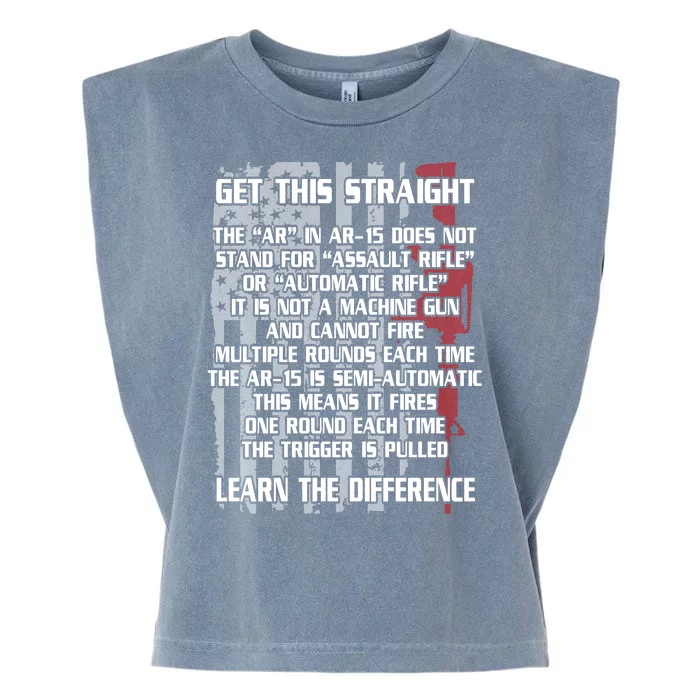 Get This Straight Learn the Difference AR-15 Garment-Dyed Women's Muscle Tee