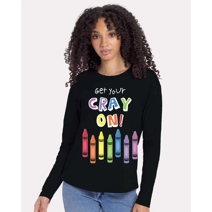 Get Your Cray On Crayon Womens Cotton Relaxed Long Sleeve T-Shirt