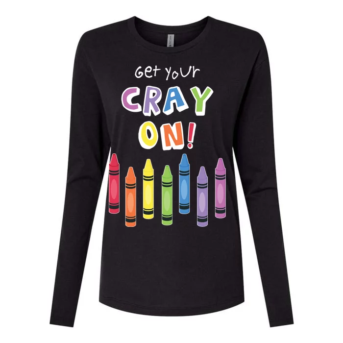 Get Your Cray On Crayon Womens Cotton Relaxed Long Sleeve T-Shirt