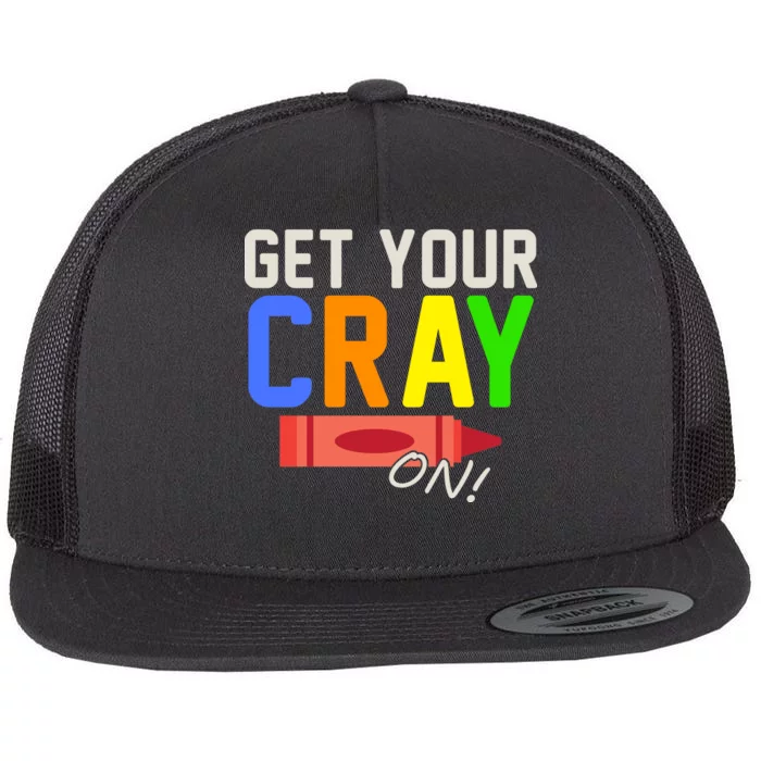 Get Your Cray-On! Fun Back To School Flat Bill Trucker Hat