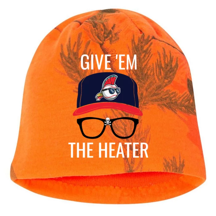 Give Em The Heater Gift Funny Cleveland Baseball Gift Kati - Camo Knit Beanie