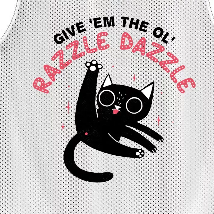 Give Em The Ol Razzle Dazzle Cat Funny Mesh Reversible Basketball Jersey Tank