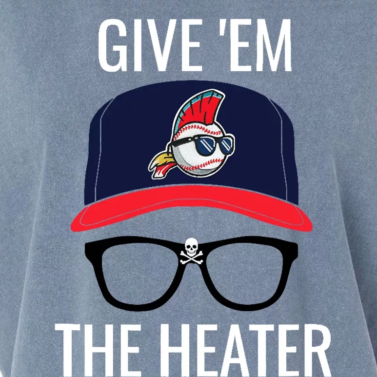 Give Em The Heater - Funny Cleveland Baseball Garment-Dyed Women's Muscle Tee