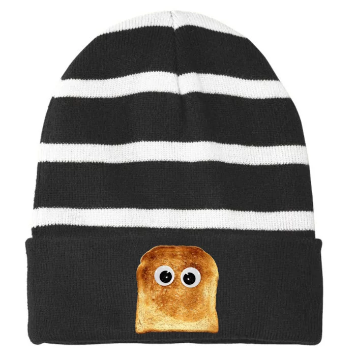 Googly Eye Toast Bread Eater Vegetarian Costume Funny Silly Striped Beanie with Solid Band