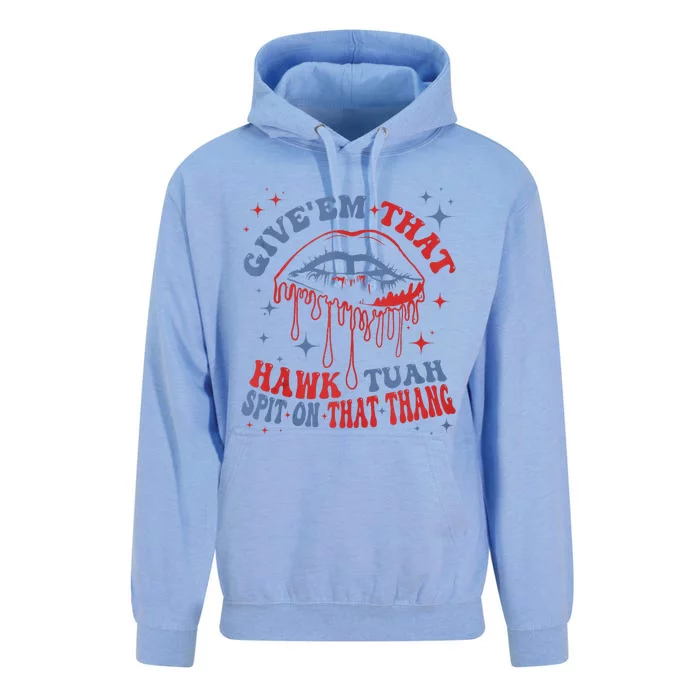 Give Em That Spit On That Thang Lips Red Blue Unisex Surf Hoodie