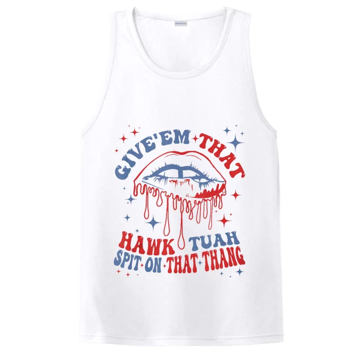 Give Em That Spit On That Thang Lips Red Blue Performance Tank