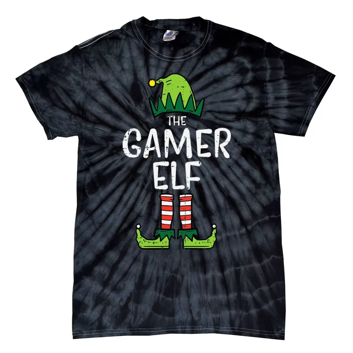 Gamer Elf Xmas Christmas Family Tie-Dye T-Shirt