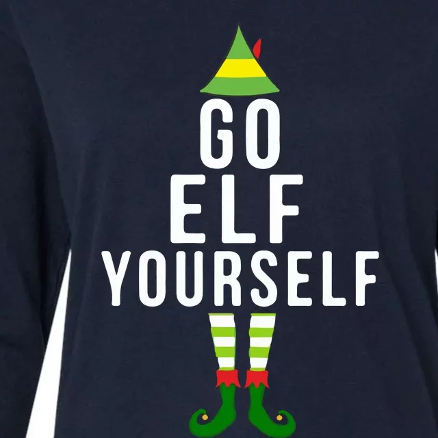 Go Elf Yourself Elf Costume Inappropriate Christmas Xmas Gift Womens Cotton Relaxed Long Sleeve T-Shirt