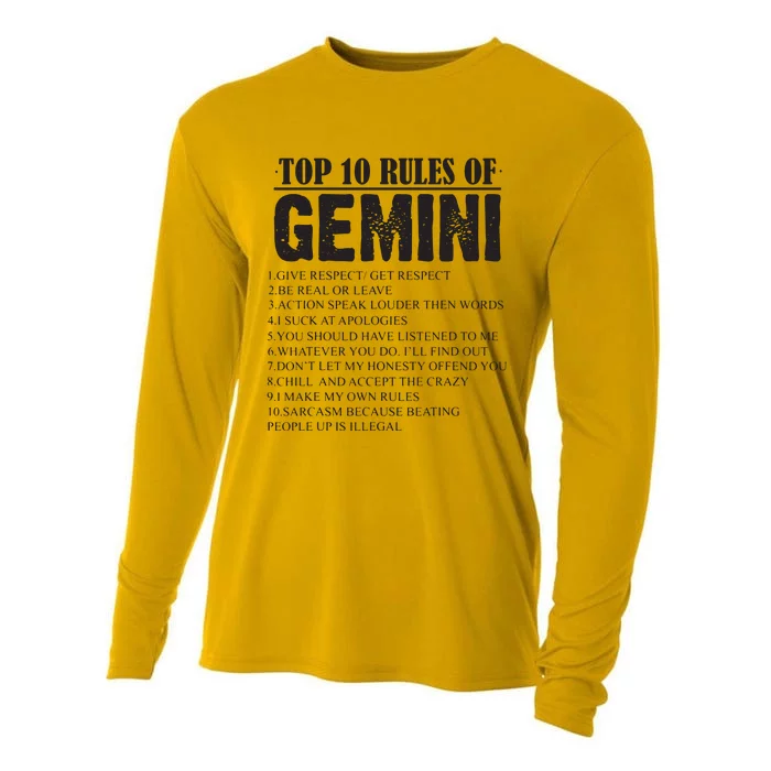 Gemini Funny 10 Rules Of Gemini Zodiac Signs Birthday Cooling Performance Long Sleeve Crew