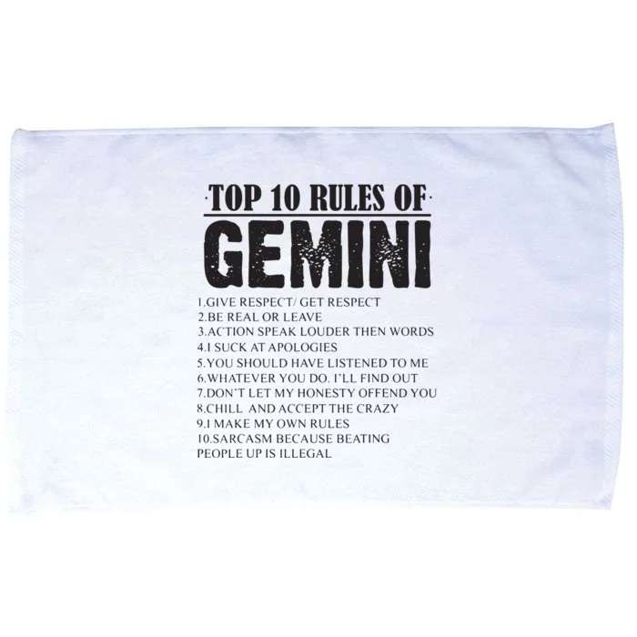 Gemini Funny 10 Rules Of Gemini Zodiac Signs Birthday Microfiber Hand Towel