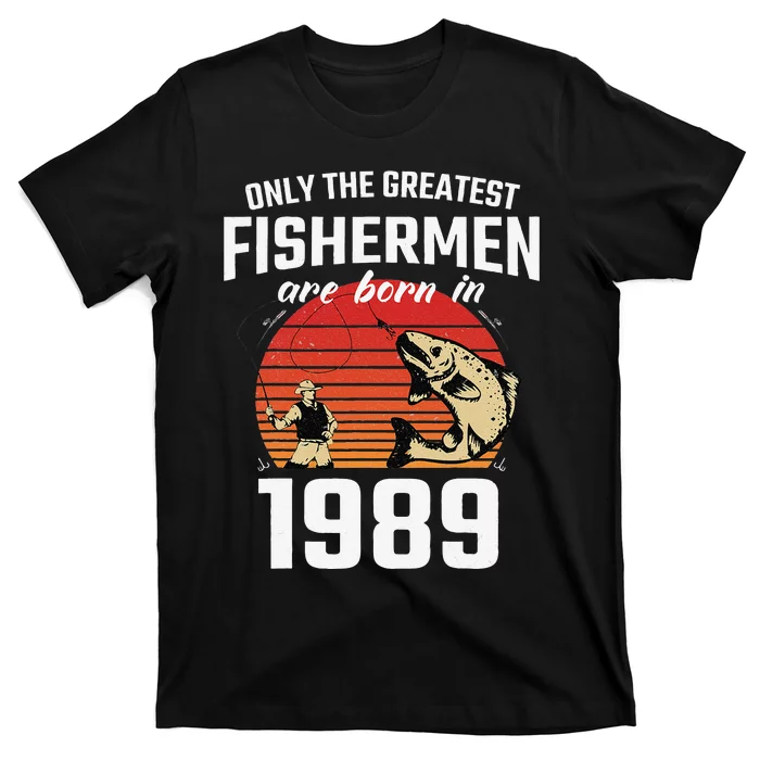 Gift For 33 Year Old Fishing Fisherman 1989 33th Birthday T-Shirt