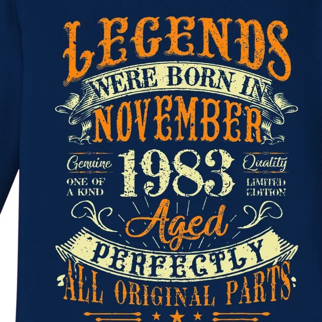 Gift for 40 Years Old Legends Born November 1983 Baby Long Sleeve Bodysuit