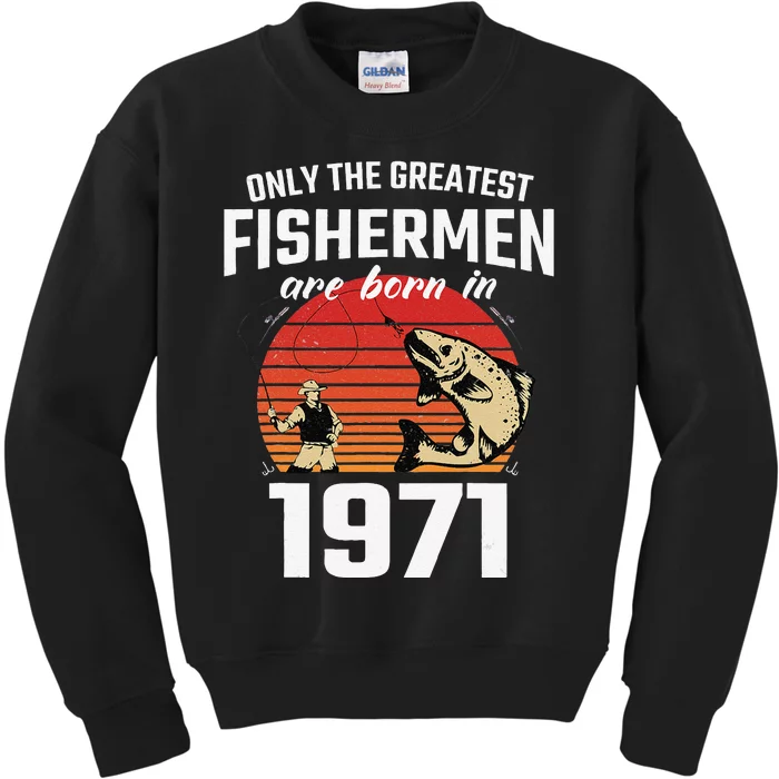 Gift For 51 Year Old Fishing Fisherman 1971 51h Birthday Kids Sweatshirt