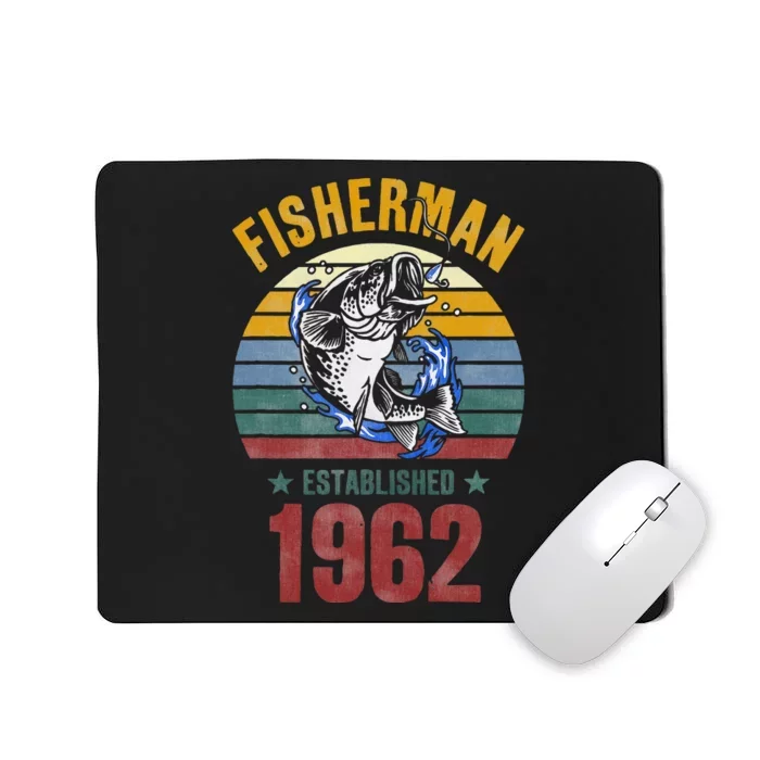 Gift For 58 Years Old Fishing Fisherman 1962 58th Birthday Mousepad