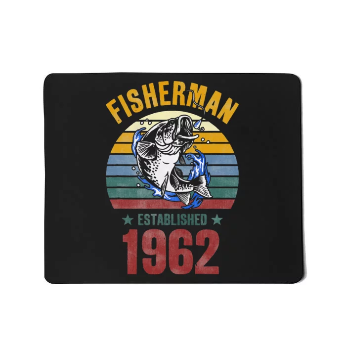 Gift For 58 Years Old Fishing Fisherman 1962 58th Birthday Mousepad