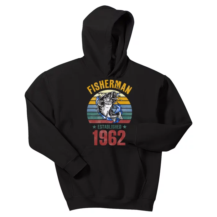 Gift For 58 Years Old Fishing Fisherman 1962 58th Birthday Kids Hoodie