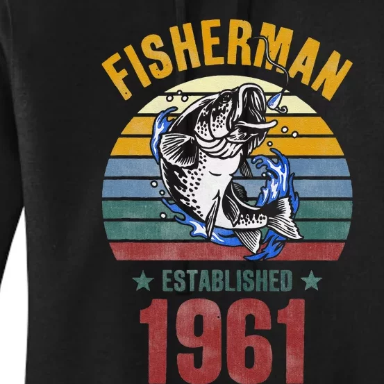 Gift For 59 Years Old Fishing Fisherman 1961 59th Birthday Gift Women's Pullover Hoodie