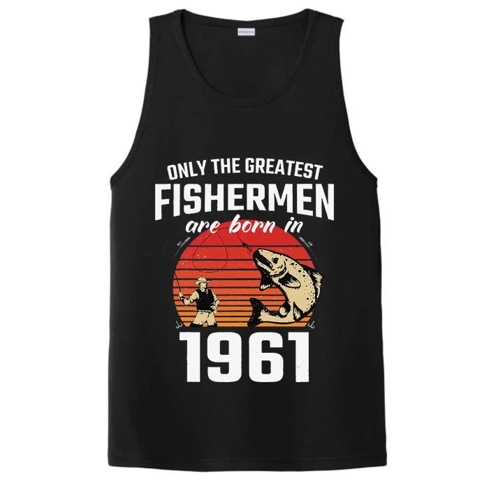 Gift For 61 Year Old Fishing Fisherman 1961 61th Birthday Performance Tank