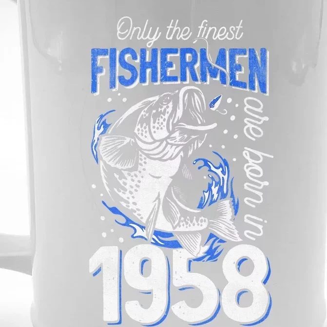 Gift For 62 Years Old Fishing Fisherman 1958 62nd Birthday Front & Back Beer Stein