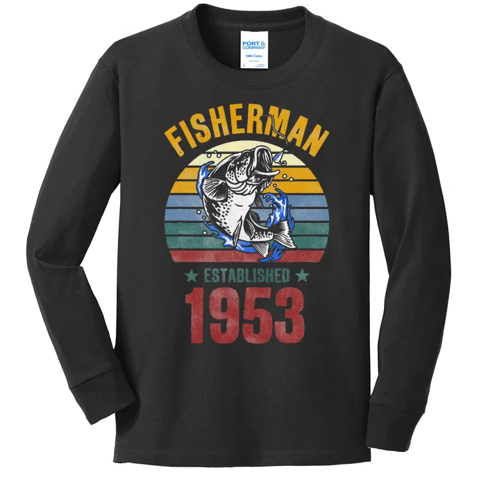 Gift For 67 Years Old Fishing Fisherman 1953 67th Birthday Kids Long Sleeve Shirt