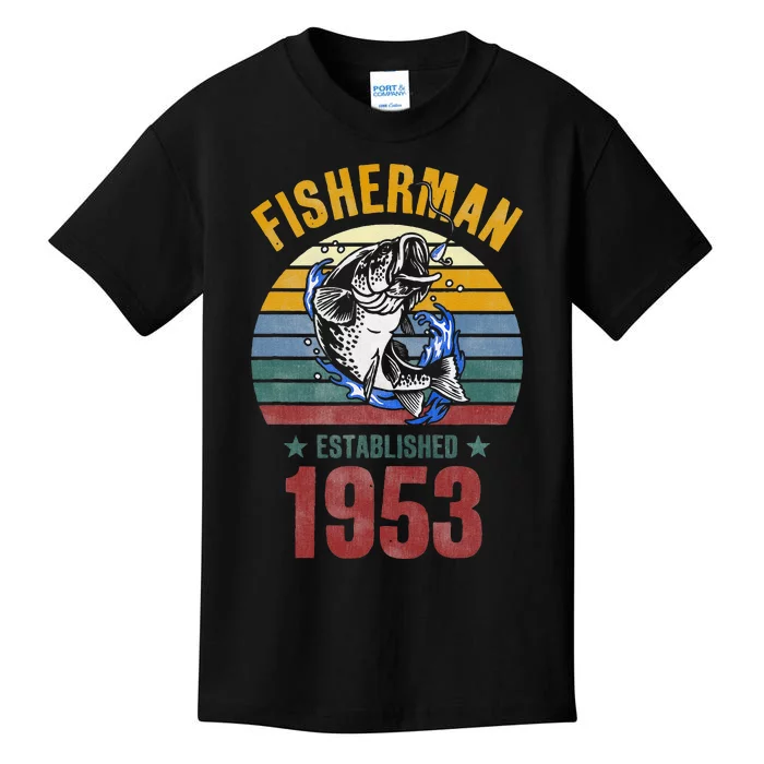 Gift For 67 Years Old Fishing Fisherman 1953 67th Birthday Kids T-Shirt