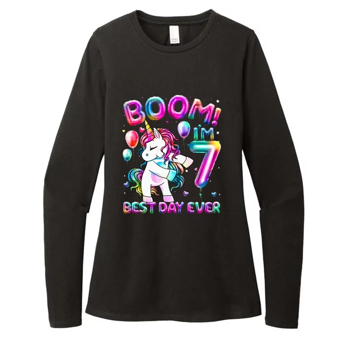 Gifts For 7th Birthday Party 7 Years Old Flossing Unicorn Womens CVC Long Sleeve Shirt