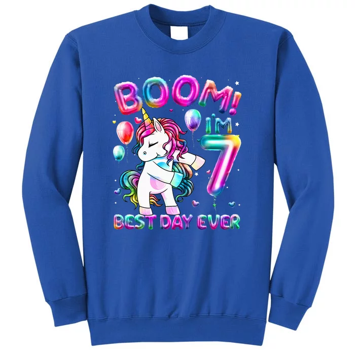 Gifts For 7th Birthday Party 7 Years Old Flossing Unicorn Tall Sweatshirt