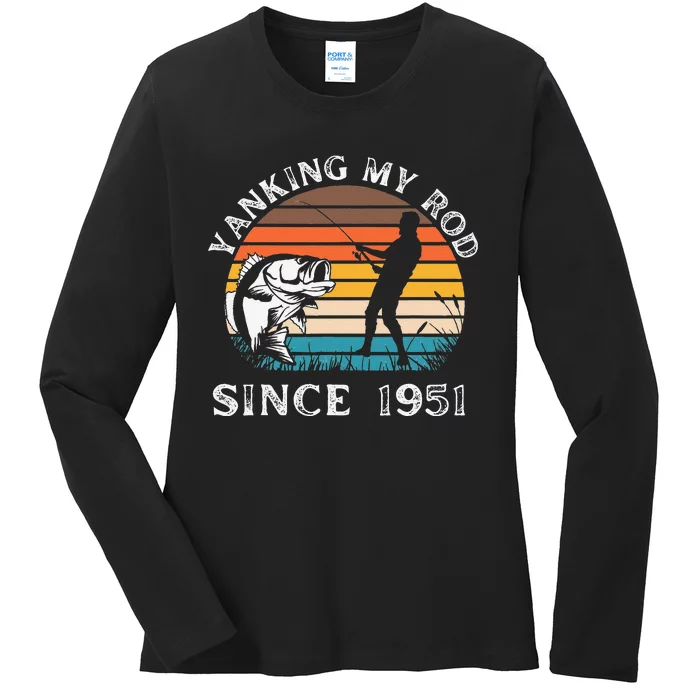 Gift For 70 Year Old Fisherman Fishing 1951 70th Birthday Ladies Long Sleeve Shirt