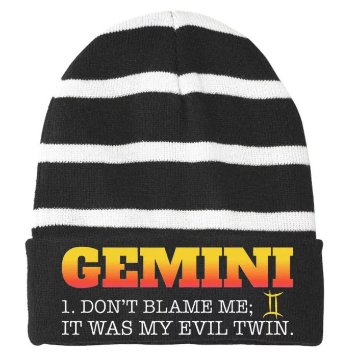 Gemini Facts Astrology Twin Horoscope Zodiac Sign Birthday Striped Beanie with Solid Band