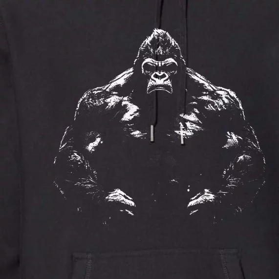 Gorilla Face Angry Growling Scary Silverback Gorilla Premium Hoodie