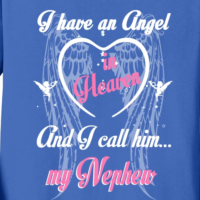 Gift For Aunt Uncle Loss Nephew Love Nephew Guardian Angel Gift Kids Long Sleeve Shirt