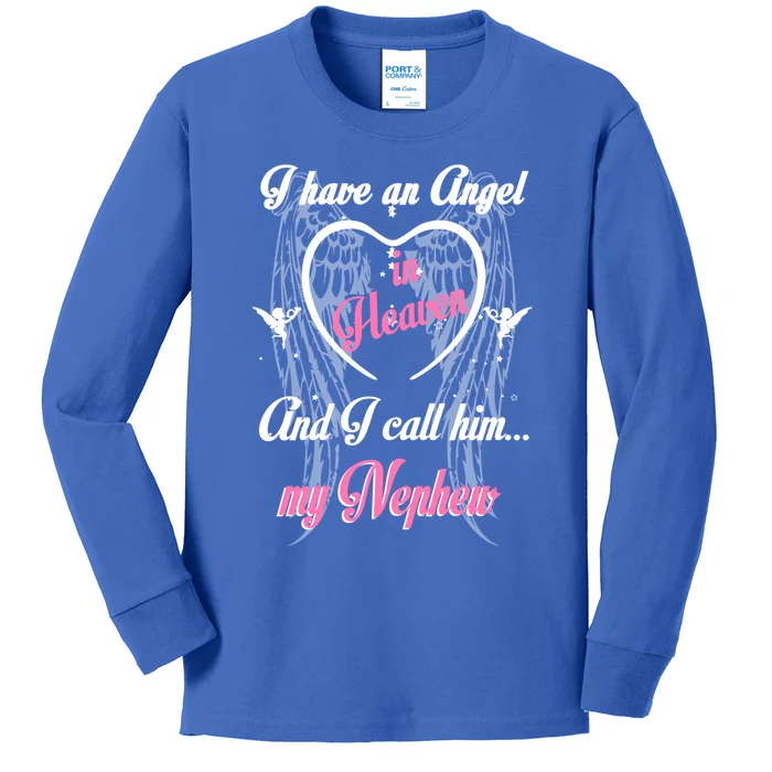 Gift For Aunt Uncle Loss Nephew Love Nephew Guardian Angel Gift Kids Long Sleeve Shirt