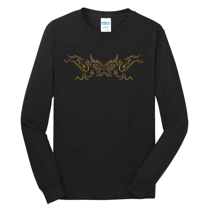 Grunge Fairycore Aesthetic Butterfly Tattoo Goth Tall Long Sleeve T-Shirt