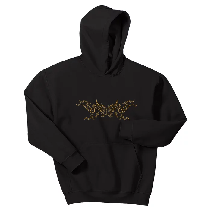 Grunge Fairycore Aesthetic Butterfly Tattoo Goth Kids Hoodie