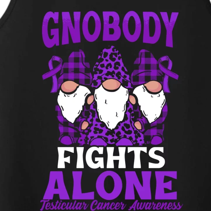 Gnobody Fights Alone Funny Gnome Testicular Cancer Awareness Gift Performance Tank