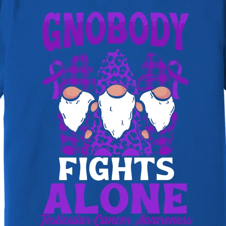 Gnobody Fights Alone Funny Gnome Testicular Cancer Awareness Gift Premium T-Shirt