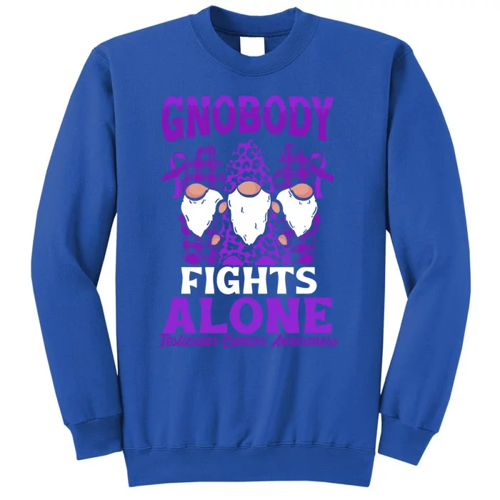 Gnobody Fights Alone Funny Gnome Testicular Cancer Awareness Gift Tall Sweatshirt