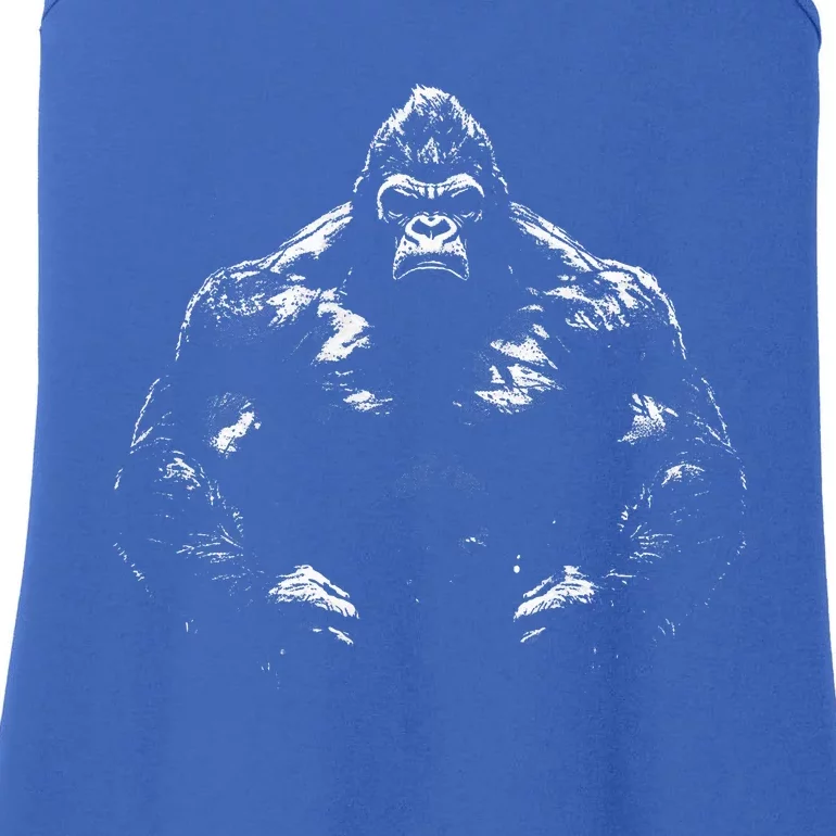 Gorilla Face Angry Growling Scary Silverback Gorilla Ladies Essential Tank