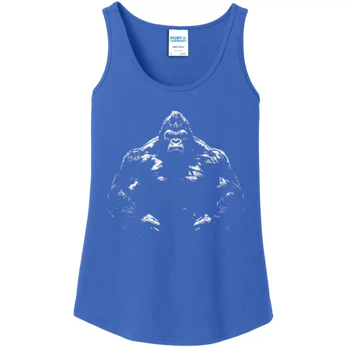 Gorilla Face Angry Growling Scary Silverback Gorilla Ladies Essential Tank