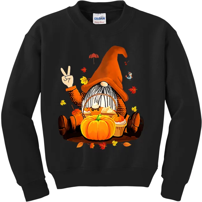 Gnomes Fall Autumn Cute Halloween Thanksgiving Kids Sweatshirt