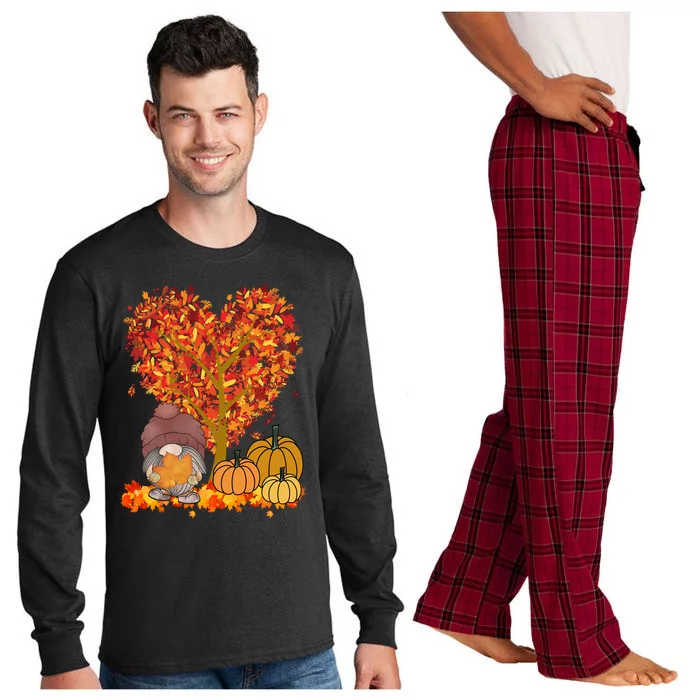 Gnome Fall Autumn Heart Cute Long Sleeve Pajama Set