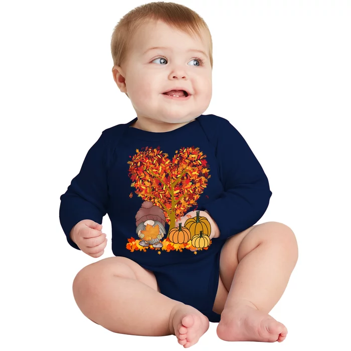 Gnome Fall Autumn Heart Cute Baby Long Sleeve Bodysuit