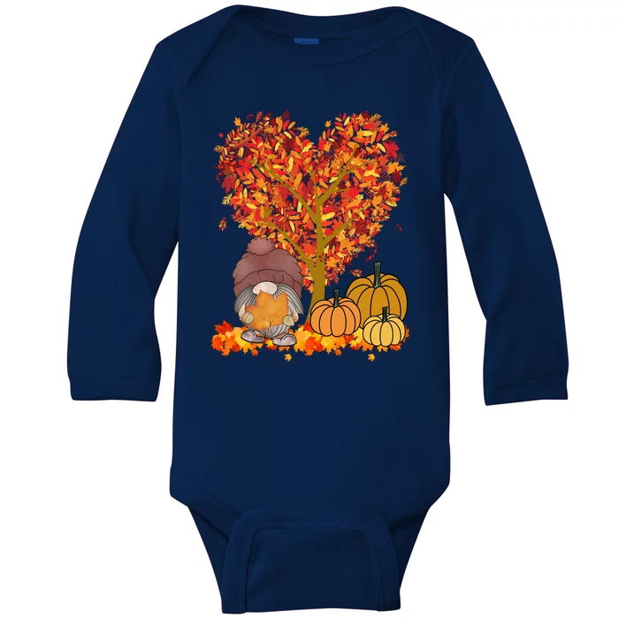 Gnome Fall Autumn Heart Cute Baby Long Sleeve Bodysuit