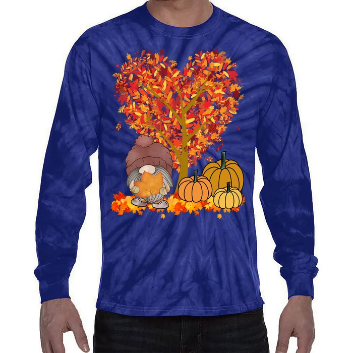 Gnome Fall Autumn Heart Cute Tie-Dye Long Sleeve Shirt