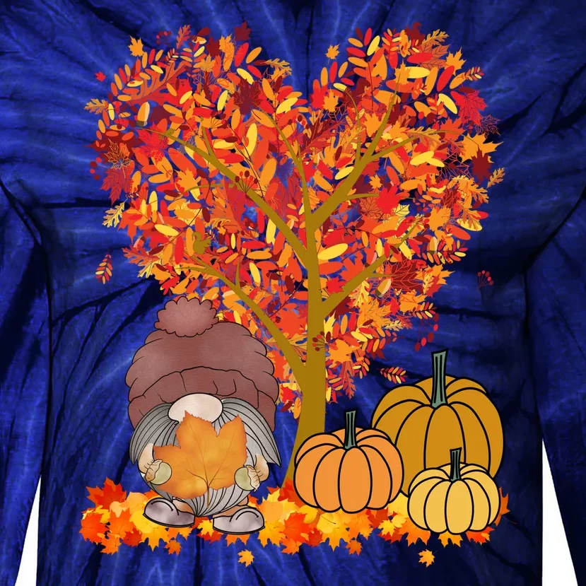 Gnome Fall Autumn Heart Cute Tie-Dye Long Sleeve Shirt