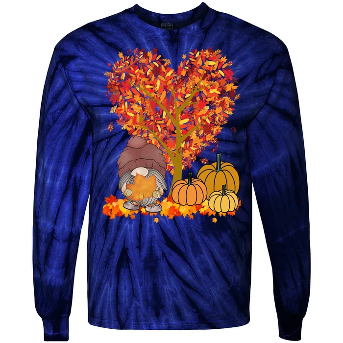 Gnome Fall Autumn Heart Cute Tie-Dye Long Sleeve Shirt